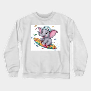 Baby Elephant Surfer Crewneck Sweatshirt